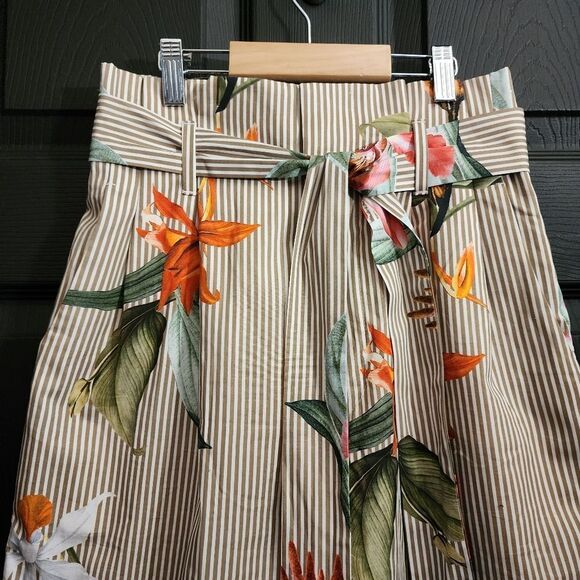 ZARA Floral and Striped Poplin Culottes - Picture 6 of 14